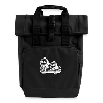 Joyeux petits oiseaux mignons dans le style de dessin animé - Sac à dos Roll Top à deux anses - noir - Devant