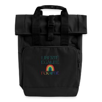 Liberté Egalité FCKAFDÉ - Regenbogen FCKAFD - Rolltop Rucksack mit zwei Griffen - Schwarz - Vorne