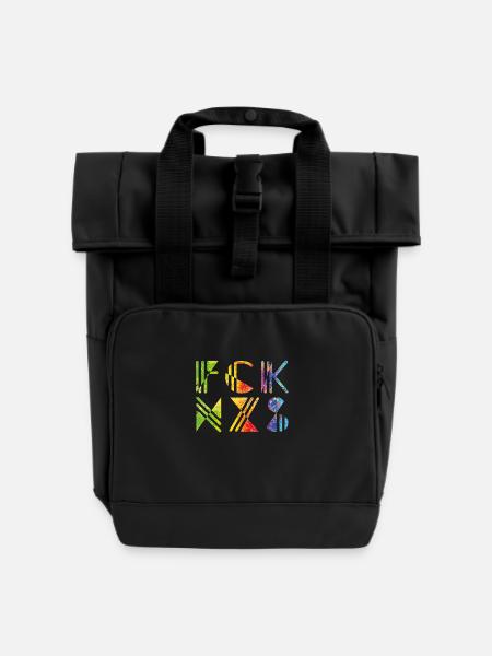 FCK NZS - Rolltop Rucksack mit zwei Griffen - Schwarz