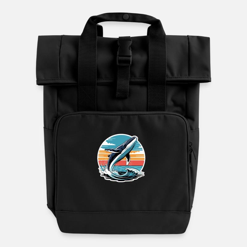 Sunset Splash - Rolltop Rucksack mit zwei Griffen - Schwarz
