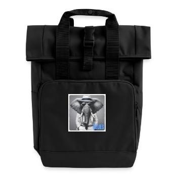 Elefant mit Anzug und Sonnenbrille - Rolltop Rucksack mit zwei Griffen - Schwarz - Vorne