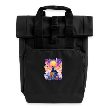 Panther oben drauf - Rolltop Rucksack mit zwei Griffen - Schwarz - Vorne