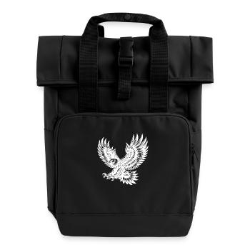 Machtvoller Jagd Adler mit scharfen Krallen - Rolltop Rucksack mit zwei Griffen - Schwarz - Vorne