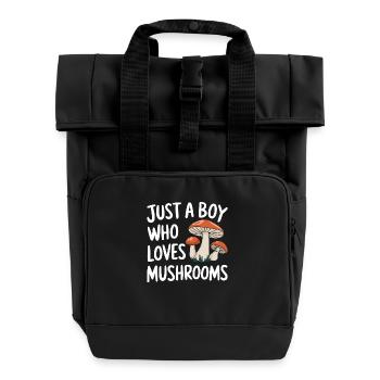 Pilz Pilze Funghi Champignon - Rolltop Rucksack mit zwei Griffen - Schwarz - Vorne
