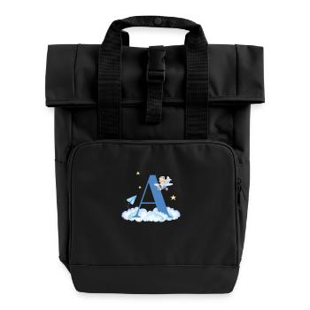 Lettre a bleu nuages avion enfant - Sac à dos Roll Top à deux anses - noir - Devant