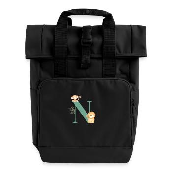 Lettre n vert animaux jungle - Sac à dos Roll Top à deux anses - noir - Devant