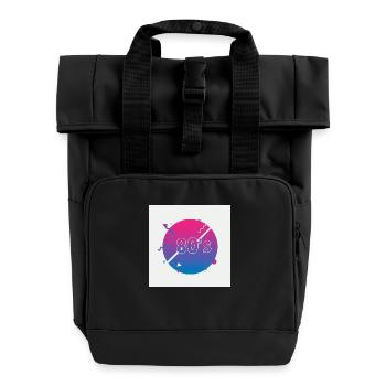 80s Vibes - Retro Revival - Roll Top Backpack with Two Handles - black - Front