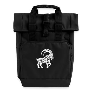 Wilder Steinbock Tattoo - Rolltop Rucksack mit zwei Griffen - Schwarz - Vorne
