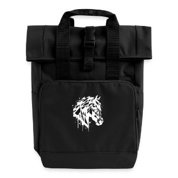 Porträt Geometrisch Vintage schöner Pferdekopf - Rolltop Rucksack mit zwei Griffen - Schwarz - Vorne