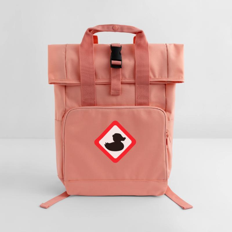Duck Sign Warning Caution Danger Caution Roll Top Backpack with Two Handles