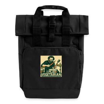 Drums I play vegetarian - Rolltop Rucksack mit zwei Griffen - Schwarz - Vorne