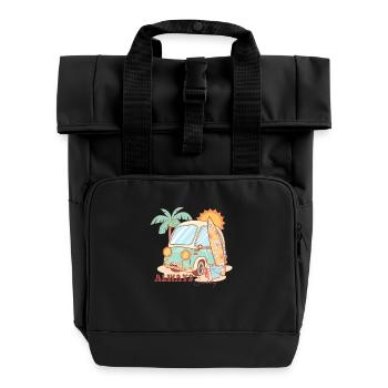 Summer Vibes Lake Nature Flora Art Flowers Sea - Roll Top Backpack with Two Handles - black - Front