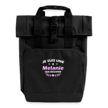 t shirt I'm a Melanie who rocks - Roll Top Backpack with Two Handles - black - Front