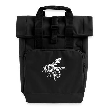 Bee Beekeeper Graphic - Roll Top Backpack with Two Handles - black - Front