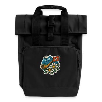 Swiss tradition - Roll Top Backpack with Two Handles - black - Front