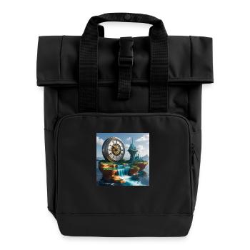 Kunst Uhr - Rolltop Rucksack mit zwei Griffen - Schwarz - Vorne
