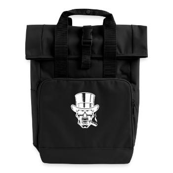 Elegant und finster Schädel Zigarren Tattoo Style - Rolltop Rucksack mit zwei Griffen - Schwarz - Vorne