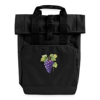 grapes - Roll Top Backpack with Two Handles - black - Front