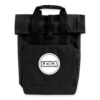 First name Leila - Roll Top Backpack with Two Handles - black - Front