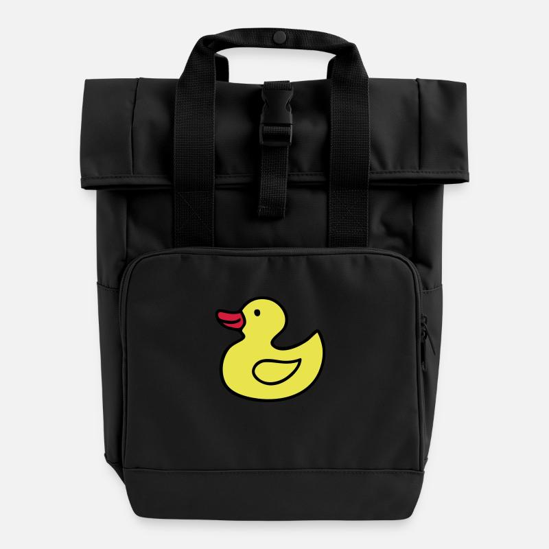 Canard, canard en caoutchouc, canard en caoutchouc - Sac à dos Roll Top à deux anses - noir