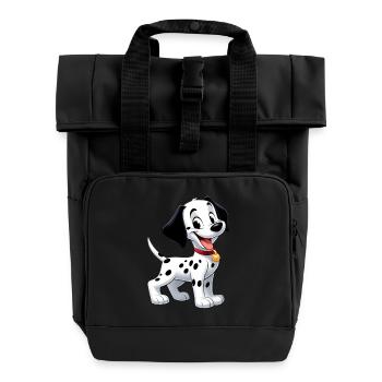 Dalmatian 5 - Roll Top Backpack with Two Handles - black - Front
