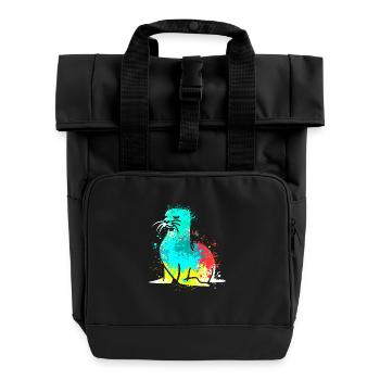 Splash Art Seal Lion de mer - Sac à dos Roll Top à deux anses - noir - Devant
