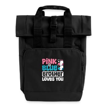 Pink or blue brother loves you - Rolltop Rucksack mit zwei Griffen - Schwarz - Vorne
