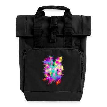 Holi Festival - Roll Top Backpack with Two Handles - black - Front