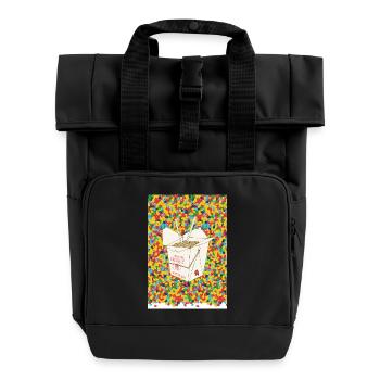 noodle box - Roll Top Backpack with Two Handles - black - Front