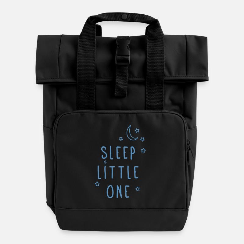 Sleep Little One - Sleep well baby - Roll Top Backpack with Two Handles - black