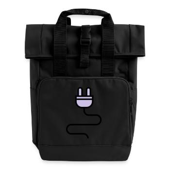 Power cable, plug - Roll Top Backpack with Two Handles - black - Front