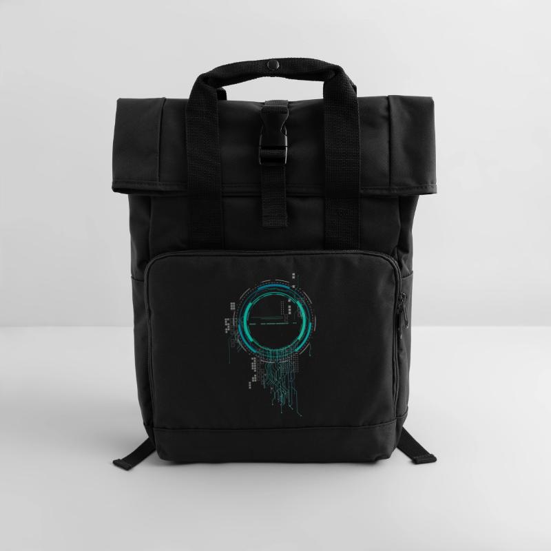 cpu pc nerd spaceship sci-fi core board lol cod Roll Top Backpack with Two Handles