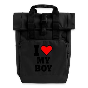 I love my boy - Roll Top Backpack with Two Handles - black - Front