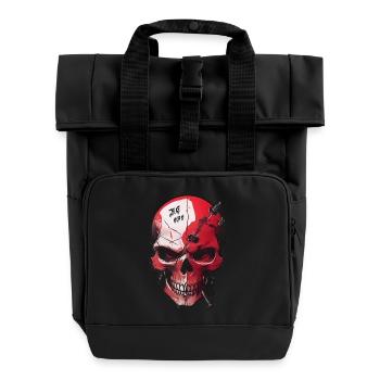 Skull with Evil Eye - Roll Top Backpack with Two Handles - black - Front