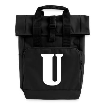 U - Roll Top Backpack with Two Handles - black - Front