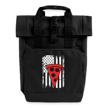 U.S. Pizza - Roll Top Backpack with Two Handles - black - Front