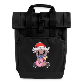Ox Baby Christmas - Roll Top Backpack with Two Handles - black - Front