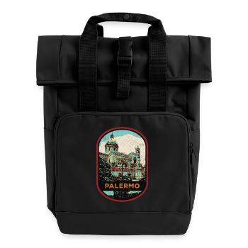 Sizilianische Erkundung: Authentisches Palermo - Rolltop Rucksack mit zwei Griffen - Schwarz - Vorne