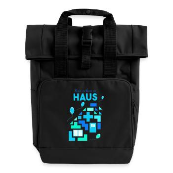 Building, building blocks, playing - Roll Top Backpack with Two Handles - black - Front