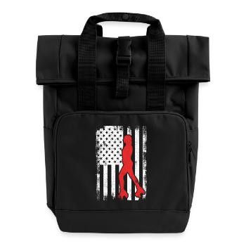 USA roller skater - Roll Top Backpack with Two Handles - black - Front