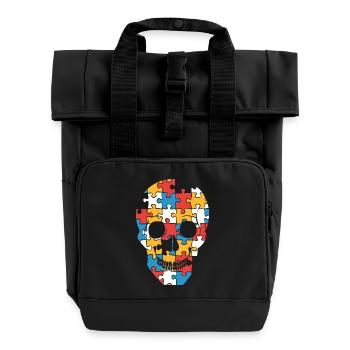 Puzzkull - Roll Top Backpack with Two Handles - black - Front