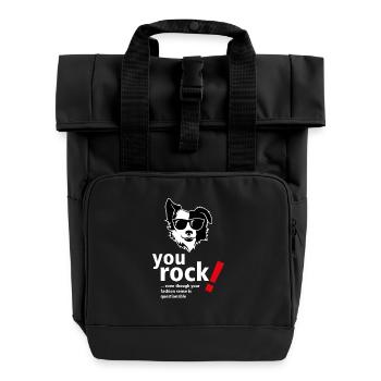 You Rock T-Shirt - Lustige Zitate für Paare - Rolltop Rucksack mit zwei Griffen - Schwarz - Vorne