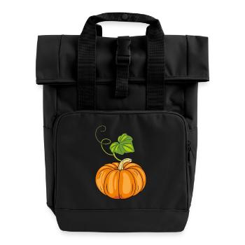 Citrouille mûre à la feuille verte - Sac à dos Roll Top à deux anses - noir - Devant