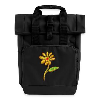 Lebendige Blume: Farbe fürs Leben - Rolltop Rucksack mit zwei Griffen - Schwarz - Vorne
