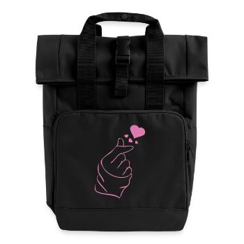 Finger heart k-pop K-drama 2 farben - Rolltop Rucksack mit zwei Griffen - Schwarz - Vorne