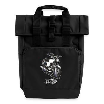 S51 (weiß) // Illustration - Rolltop Rucksack mit zwei Griffen - Schwarz - Vorne
