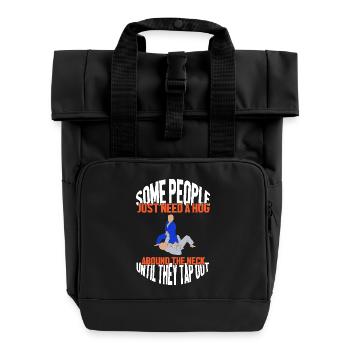 Jiu Jitsu Self Defense - Roll Top Backpack with Two Handles - black - Front