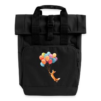 Flying fox with colorful balloons - Roll Top Backpack with Two Handles - black - Front