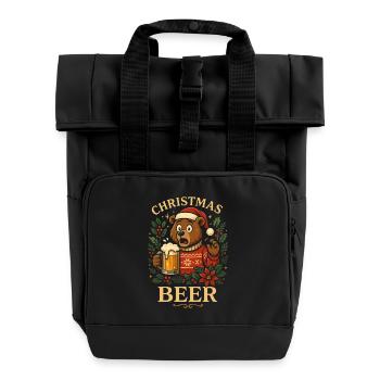 Christmas Beer Lustiger Bär Weihnachts Shirt - Rolltop Rucksack mit zwei Griffen - Schwarz - Vorne