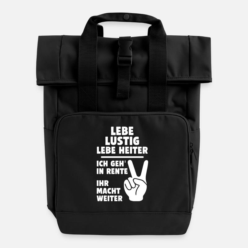 Message drôle de pension avec le signe de paix - Sac à dos Roll Top à deux anses - noir